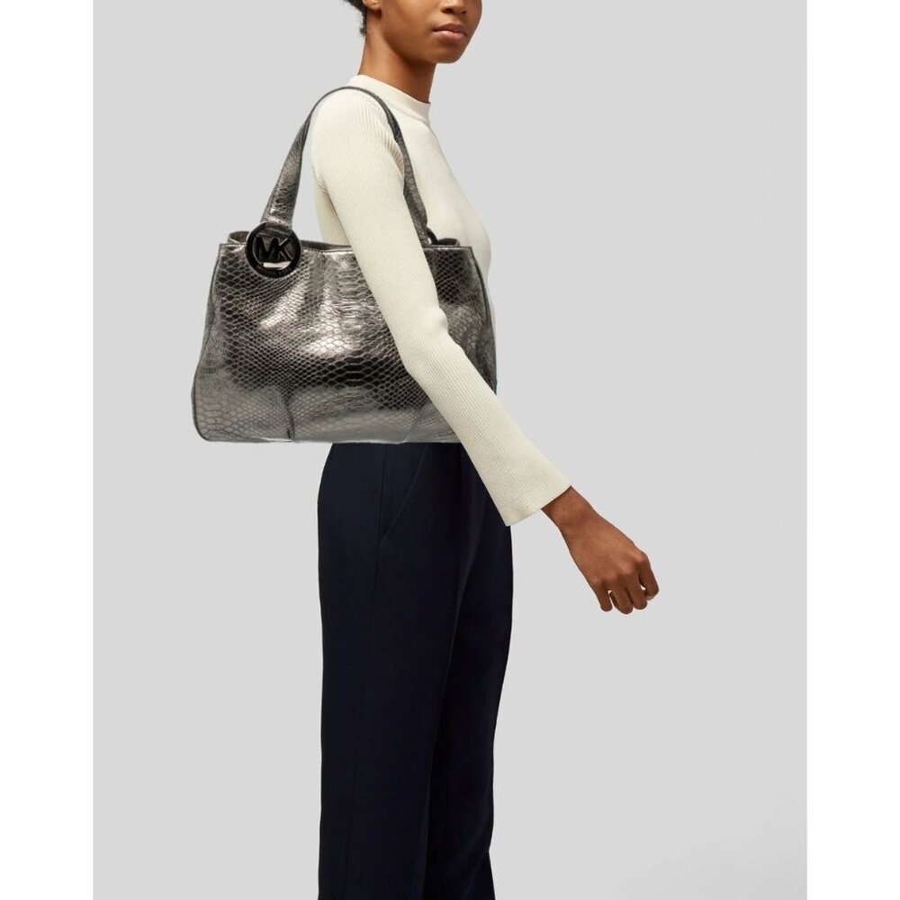 Michael Kors Women's Metallic Python-Embossed Tot… - image 2